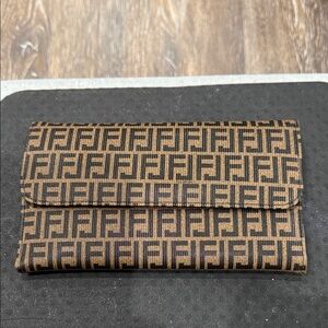 Fendi Tan and Black FF Pattern Wallet